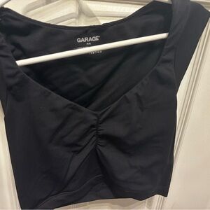 Garage Black Ruched Crop Blouse